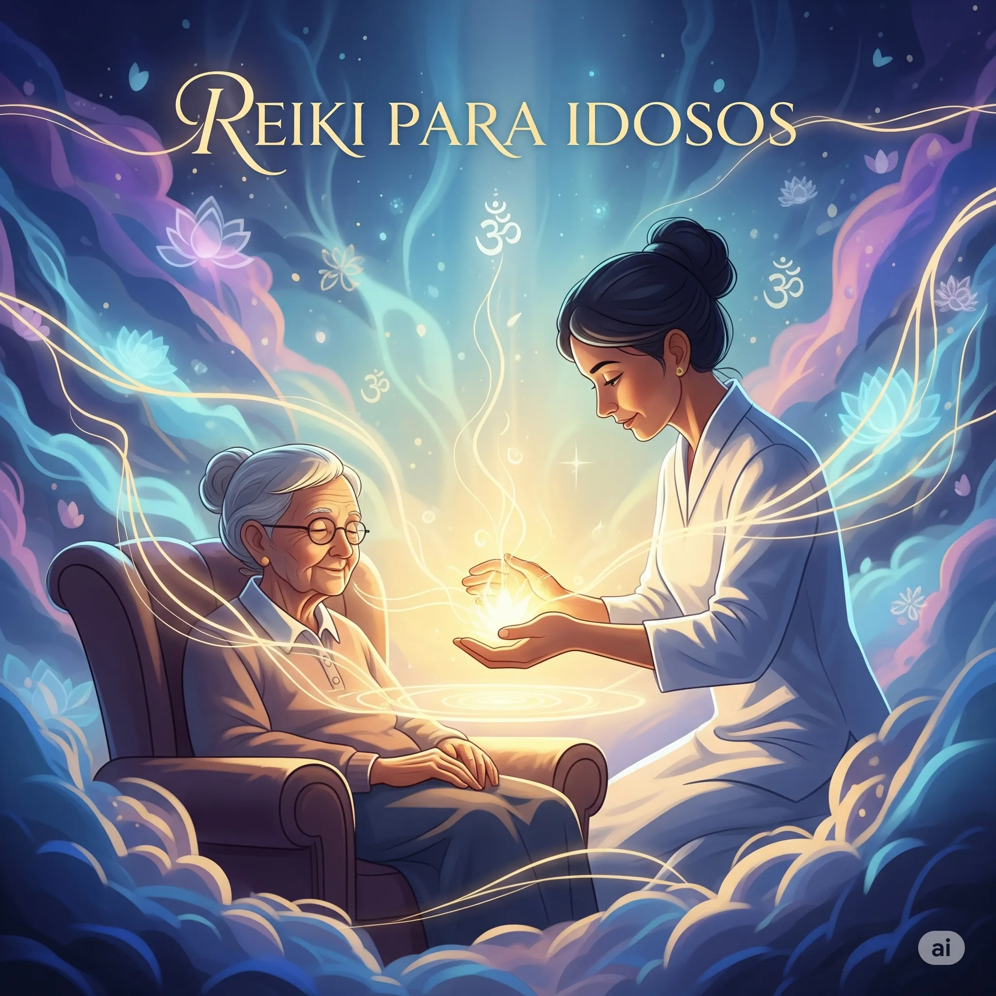 Representação visual de Reiki para pessoas idosas
